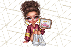 Football Girls Clipart PNG, Glitter Game Day Fashion Product Image 5