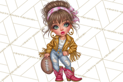 Football Girls Clipart PNG, Glitter Game Day Fashion Product Image 2
