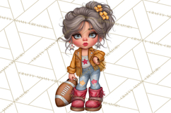 Football Girls Clipart PNG, Glitter Game Day Fashion Product Image 3