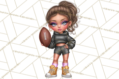 Football Girls Clipart PNG, Glitter Game Day Fashion Product Image 4