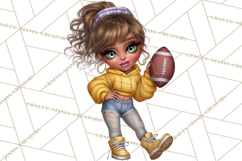 Football Girls Clipart PNG, Glitter Game Day Fashion Product Image 2