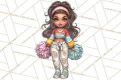 Football Girls Clipart PNG, Glitter Game Day Fashion Product Image 2