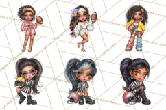 Football Girls Clipart PNG, Glitter Game Day Fashion Product Image 2