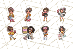 Football Girls Clipart PNG, Glitter Game Day Fashion Product Image 5
