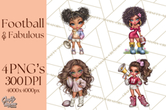 Football Girls Clipart PNG, Glitter Game Day Fashion Product Image 1