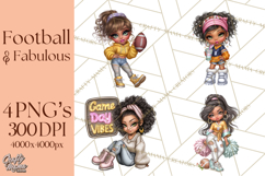 Football Girls Clipart PNG, Glitter Game Day Fashion Product Image 1