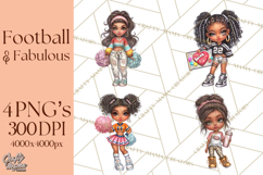 Football Girls Clipart PNG, Glitter Game Day Fashion Product Image 1