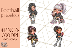 Football Girls Clipart PNG, Glitter Game Day Fashion Product Image 1