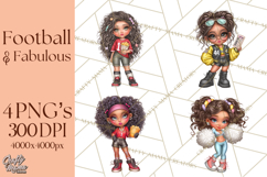 Football Girls Clipart PNG, Glitter Game Day Fashion Product Image 1