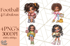 Football Girls Clipart PNG, Glitter Game Day Fashion Product Image 1