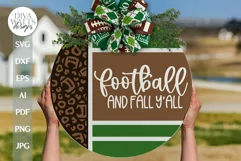 Football & Fall Y'all SVG Door Hanger SVG Football Sign SVG Product Image 1