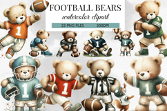 Football Bear Watercolor Clipart 23 PNG Files Product Image 1