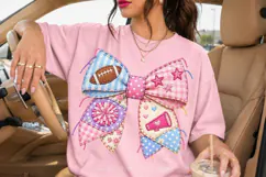 Football Cheer Bow PNG | Pastel Patchwork Design Product Image 1