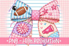 Football Cheer Bow PNG | Pastel Patchwork Design Product Image 2