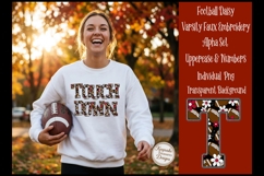 Football Faux Embroidery Alphabet PNG, Sports Floral, Product Image 1
