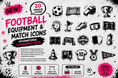 Football Equipment And Match Icons International Tournament Product Image 1