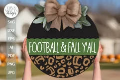 Football & Fall Y'all SVG Door Hanger SVG Football Sign svg Product Image 1