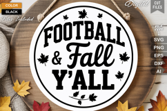 Football &amp; Fall Y&#039;all SVG File | Fall Round Sign SVG Product Image 2