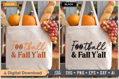 Football &amp; Fall Y&#039;all SVG File | Fall Retro SVG Product Image 2
