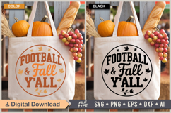 Football &amp; Fall Y&#039;all SVG File | Fall Round Sign SVG Product Image 4