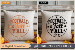 Football &amp; Fall Y&#039;all SVG File | Fall Round Sign SVG Product Image 5