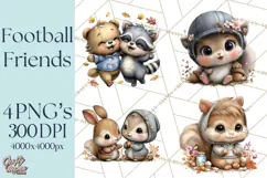 Fall Football Woodland Animals PNG Clipart Product Image 1