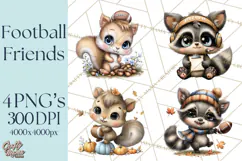 Fall Football Woodland Animals PNG Clipart Product Image 1