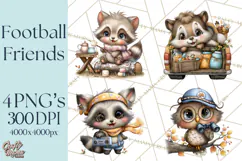 Fall Football Woodland Animals PNG Clipart Product Image 1