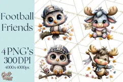 Fall Football Woodland Animals PNG Clipart Product Image 1