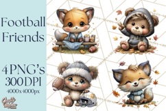 Fall Football Woodland Animals PNG Clipart Product Image 1