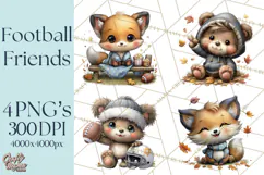 Fall Football Woodland Animals PNG Clipart Product Image 1