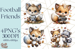 Fall Football Woodland Animals PNG Clipart Product Image 1