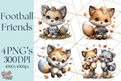 Fall Football Woodland Animals PNG Clipart Product Image 1