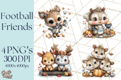 Fall Football Woodland Animals PNG Clipart Product Image 1