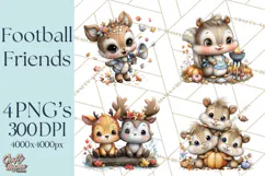 Fall Football Woodland Animals PNG Clipart Product Image 1