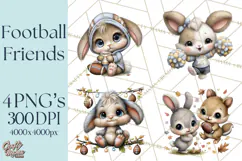 Fall Football Woodland Animals PNG Clipart Product Image 1