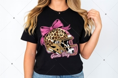 Football Game Day PNG, Leopard Helmet with Bow Sublimation Product Image 3