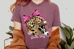 Football Game Day PNG, Leopard Helmet with Bow Sublimation Product Image 4