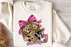 Football Game Day PNG, Leopard Helmet with Bow Sublimation Product Image 5
