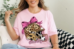 Football Game Day PNG, Leopard Helmet with Bow Sublimation Product Image 6