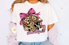Football Game Day PNG, Leopard Helmet with Bow Sublimation Product Image 2