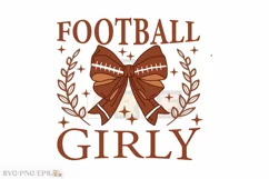 Bow Fall Coquette Football Girly SVG T shirt Design Product Image 1