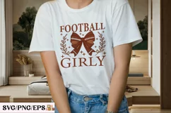 Bow Fall Coquette Football Girly SVG T shirt Design Product Image 3