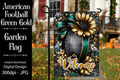 Football Garden Flag, Green Gold Football Garden Flag, d1 Product Image 1