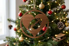 Football Heart Ornament SVG, Christmas Laser Cut Design Product Image 2