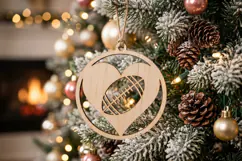 Football Heart Ornament SVG, Christmas Laser Cut Design Product Image 1