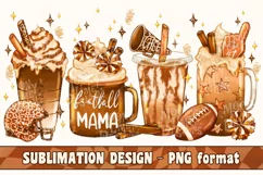 Football Mama Latte Sublimation Design PNG, Coffee Lover Mug Product Image 1
