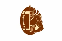 Half Football Player in Fire & Half Ball Ornament Laser Cut Product Image 2