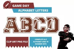 American Football Alphabet Sport Varsity Letters Clipart PNG Product Image 1