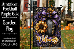 Football Garden Flag, Purple Gold Football Garden Flag, d1 Product Image 1